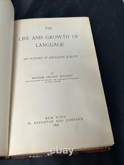 1898 Life and Growth of Language William Dwight Whitney Rare Antique Book FINE