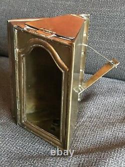 18th century folding Lantern, Brass, Book form RARE Candle Holder