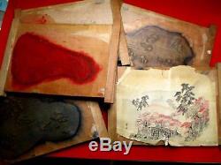 19-740 RARE Japanese Carving WOODBLOCK of Woodblock print book SOBUN