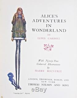 1908 ALICE IN WONDERLAND Antique FIRST ED Alice's RARE Adventures HARRY ROUNTREE