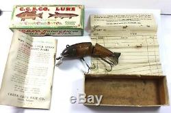 1925 Creek Chub WIGGLE FISH Glass Eyes Box with Book Insert and Order Sheet (RARE)