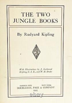 1925 THE JUNGLE BOOK Antique FIRST EDITION STATED Rudyard KIPLING art COLOR B&W