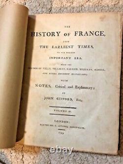 3 Vol History Of France by John Gifford London Pub. 1793 Rare Antique Set