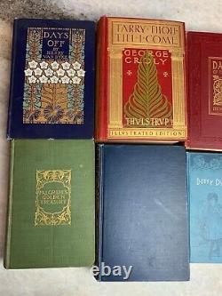 8 Victorian Antique Hardcover Ornate Gilt Gilded Embossed Book Estate Collection