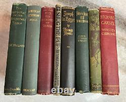 8 Vintage Antique Hardcover Canvas Gilt Gilded Books Book Estate Collection