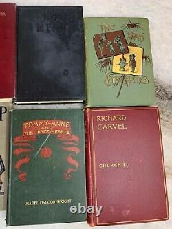 8 Vintage Antique Hardcover Canvas Gilt Gilded Books Book Estate Collection