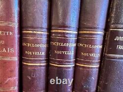 A Collection of French Antique & Vintage Burgundy Leather Bound Hardcover Books