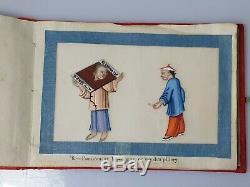 A Rare Qing Dynasty Book Of 12 Pith Paper Paintings Detailing Crime & Punishment