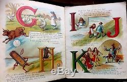 ABC NURSERY RHYMES Antique Children's Linen Book With TEN LITTLE NIGGERS RARE