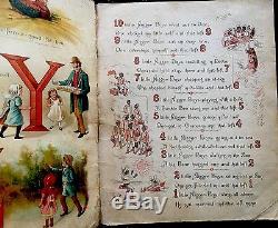 ABC NURSERY RHYMES Antique Children's Linen Book With TEN LITTLE NIGGERS RARE