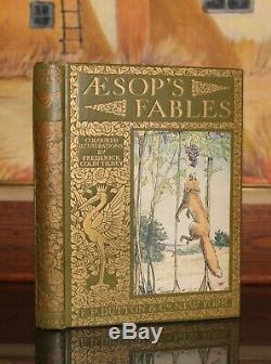 AESOP'S FABLES /COLOR PLATES Rare Antique Victorian Fine Binding