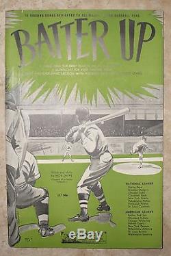 ANTIQUE RARE 1938 MAJOR LEAGUE BASEBALL THEME SONG BOOK BATTER UP w PHOTOS