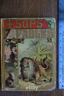 Aesop's Fables rare antique 10x7 illustrated book R Worthington Co 1884 New York