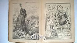 Aesop's Fables rare antique 10x7 illustrated book R Worthington Co 1884 New York