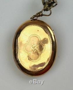 Antique 14K Rose Gold Book Chain Necklace Pendant Lg Locket Bird RARE EN901