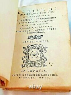 Antique 1560 Vellum Rare Le Rime di 1st Edition Italy Luca Contile Poems Book