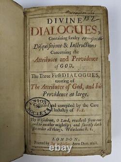 Antique 17th Century Book Divine Dialogues 1668 Henry More Publ'd James Fletcher