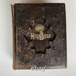 Antique 1800's Victorian Holy Bible Rare