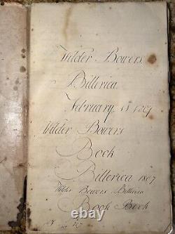 Antique 1807 Wilder Bowers Billerica Handwritten Book Math Rare Unique Read