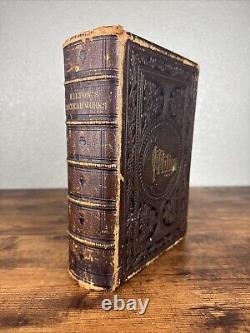 Antique 1861 Leather Bound Poetry Book The Poetical Works Of John Milton