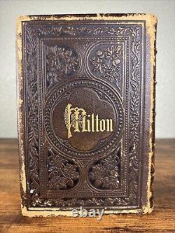 Antique 1861 Leather Bound Poetry Book The Poetical Works Of John Milton