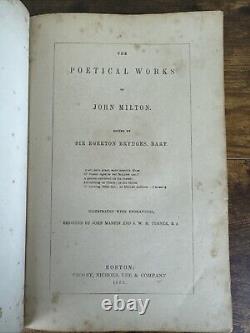 Antique 1861 Leather Bound Poetry Book The Poetical Works Of John Milton