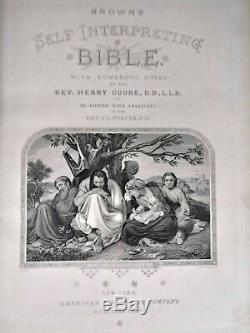Antique 1873 Browns Self Interpreting Large Family Bible A+ No Inscriptions Rare