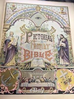 Antique 1874 Family Parallel Apocryphia Holy Bible 2000 Illustrations. Rare