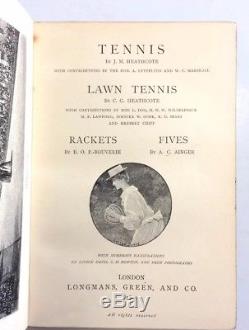 Antique 1890 Lawn Tennis Rackets Fives 1st Ed Book Fore Edge Gilt Painting Rare