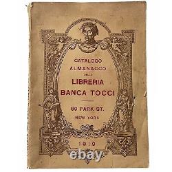 Antique 1919 NYC Rare Library Bank of Tocci Book Catalog & Almanac in Italian