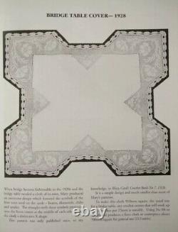 Antique 1928 Rare White Filet Crochet Mary Card Anemone Bridge Tablecloth Book 7