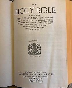 Antique 1949 Kjv Collins, Sons & Co. Holy Bible Rare Inside Brass Hingedcover