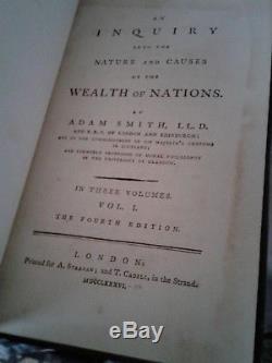 Antique Adam Smith The Wealth of Nations Fourth Edition London 1786 Rare
