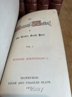 Antique Books 11 Volumes Sir Walter Scott Poetical Works- 1880 Rare