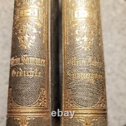 Antique Books Lot Pair 1802 JG Seume Gilt Spine Embossed Cover Rare Home Decor