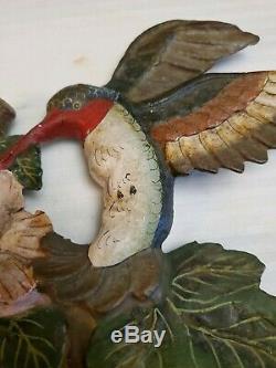 Antique Cast Iron Hummingbird Door Stop / Trumpet Vines Very rare future in book