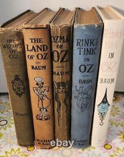 Antique Collection of 5 L. Frank Baum Wizard of Oz books 1903 1916