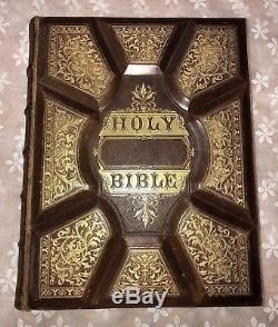 Antique Family Holy Bible 1876 Leather RARE Find P. B. Haber & Co Alonzo Chappel