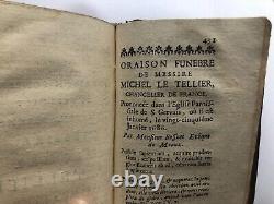 Antique French Collection Funeral Orations of Eloquence Leather Book Date 1695