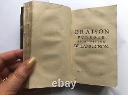 Antique French Collection Funeral Orations of Eloquence Leather Book Date 1695