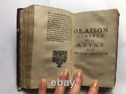 Antique French Collection Funeral Orations of Eloquence Leather Book Date 1695