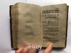 Antique French Collection Funeral Orations of Eloquence Leather Book Date 1695