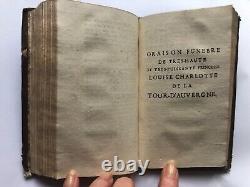 Antique French Collection Funeral Orations of Eloquence Leather Book Date 1695