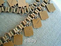 Antique French European Travel Shield Enamel Charm Book Chain Necklace RARE