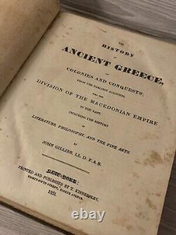 Antique History Book of Greece & Rome Gillies & Goldsmith 1831 Rare