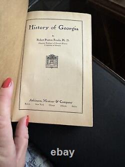Antique History of Georgia Book by R. P. Brooks 1913, rare collector book