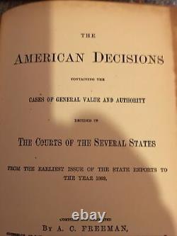 Antique Law Book RARE American Decisions 1886 First Edition