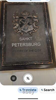 Antique-Look St. Petersburg History Book With Embossed Metal Cover