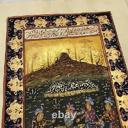 Antique Middle Eastern Artwork Painting On Islamic Arabic Book Leaf Rare Art A