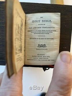 Antique Miniature Leather Bound Bible w Lectern In Original Box, Rare